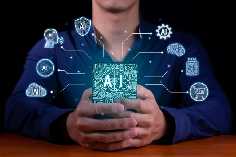 Picture showing Business AI autmations coming out from mobile phone